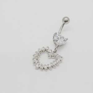 New Sterling Silver CZ Belly Button Navel Ring